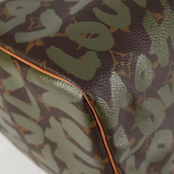 LOUIS VUITTON Monogram Graffiti Speedy 30 Bag Green Khaki M92194 Auth 116281AM - Picture 3 of 16